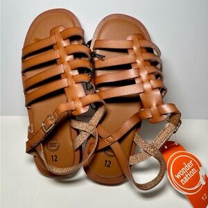 Wonder Nation Girls Brown Gladiator Sandals Buckle Strap Size 12